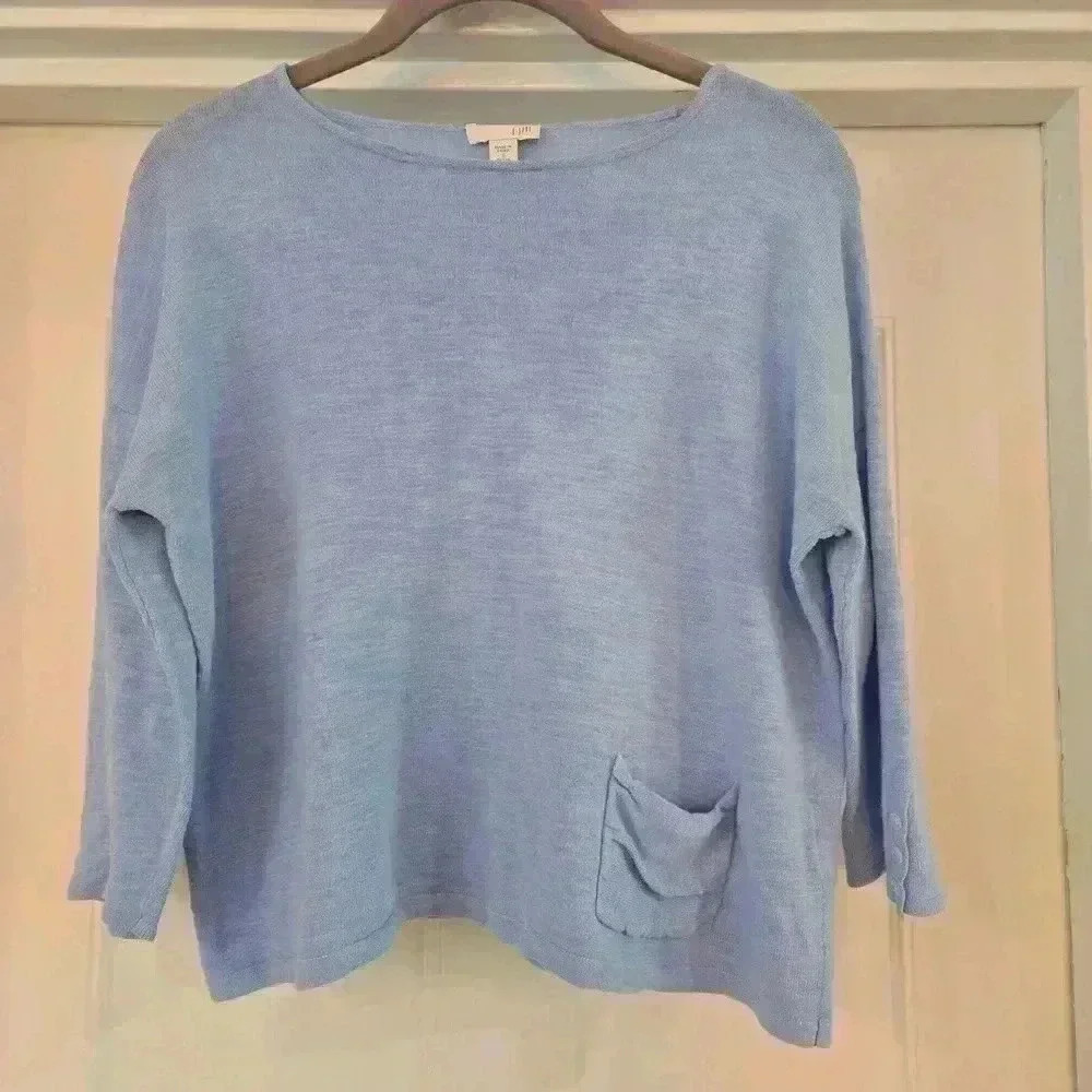 J. Jill Powder Blue Linen & Cotton Shirt Small
